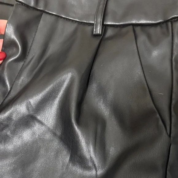 Black Leather Women's Shorts - Picture 3 of 9